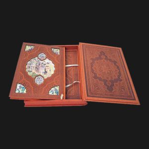 رباعیات-خیام-وزیری-نفیس-جعبه-دار-چرم-پلاک-رنگی